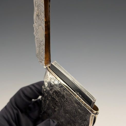 1856 British antique sterling silver card case 66g Frederick Marson
