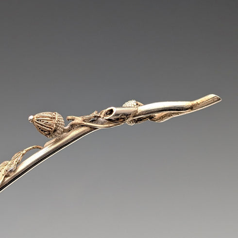 アンティーク 純銀フィリグリー リーフデザイン ティーキャディースプーン