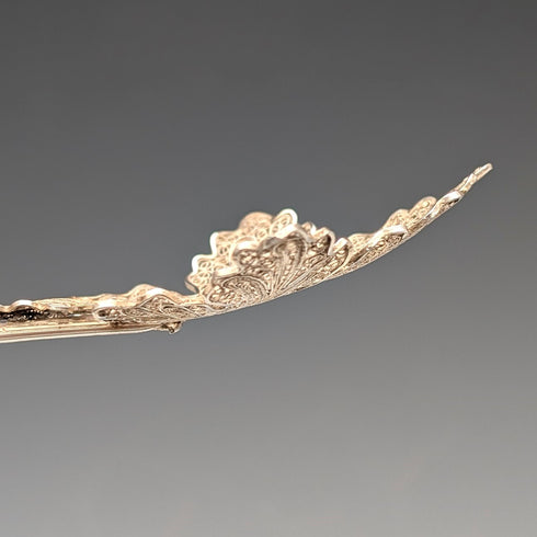 古董純銀花絲葉設計茶罐勺