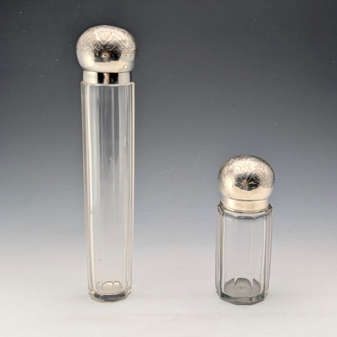 1888 年英國古董純銀帶蓋玻璃瓶長短一對陸軍和海軍合作款