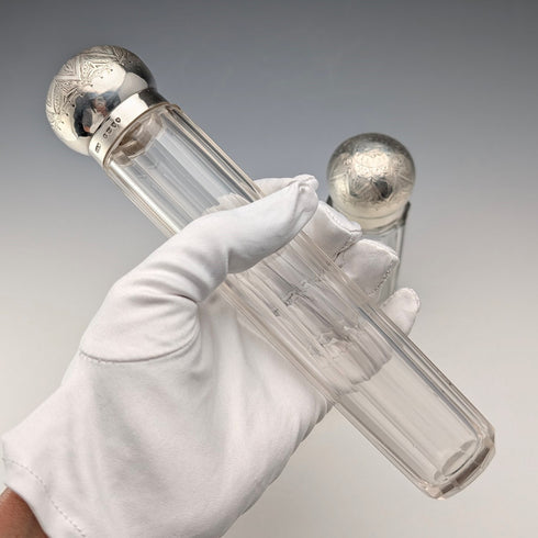 1888 年英國古董純銀帶蓋玻璃瓶長短一對陸軍和海軍合作款