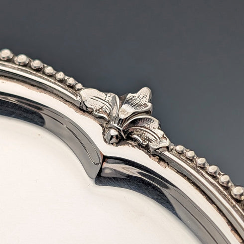 Late 19th Century British Antique Silver Plate Card Tray, Diameter 19cm