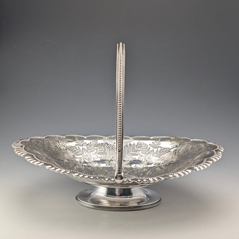 約 1900 年英國古董鍍銀籃子帶活動手柄 Roberts&Belk