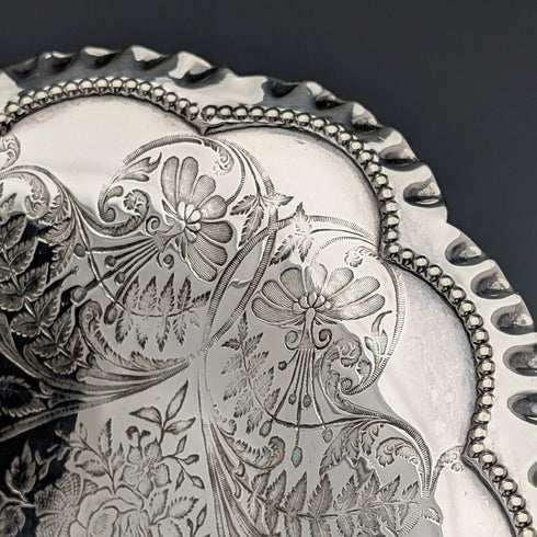 約 1900 年英國古董鍍銀籃子帶活動手柄 Roberts&Belk