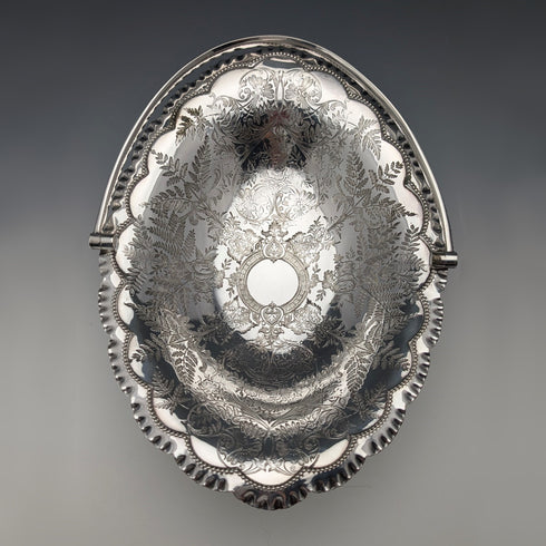 約 1900 年英國古董鍍銀籃子帶活動手柄 Roberts&Belk