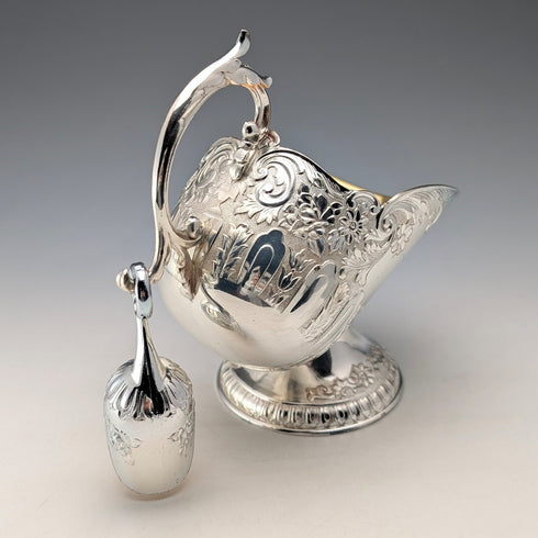 ヴィンテージ シルバープレート製 シュガーボウル 石炭入れデザイン 箱入り