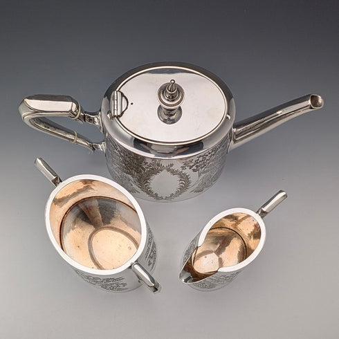 約 1885 年英國古董鍍銀茶具 3 件套 Briddon Brothers