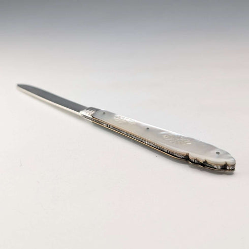 1903 British antique white mother-of-pearl handle, pure silver blade penknife, Fattorini & Sons