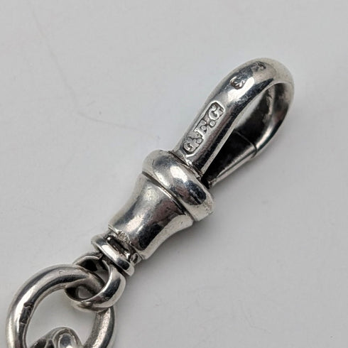 1900年頃 英国アンティーク 純銀製アルバートチェーン 49g 純銀メダルフォブ