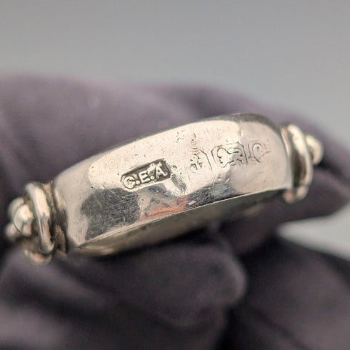 1900年頃 英国アンティーク 純銀製アルバートチェーン 37g 純銀コンパスフォブ