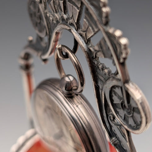 19世紀末 米国アンティーク シルバープレート 懐中時計ホルダー&小物入れ Reed&Barton