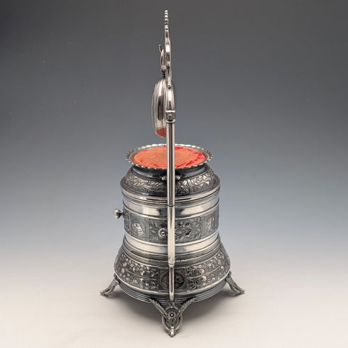 19世紀末 米国アンティーク シルバープレート 懐中時計ホルダー&小物入れ Reed&Barton