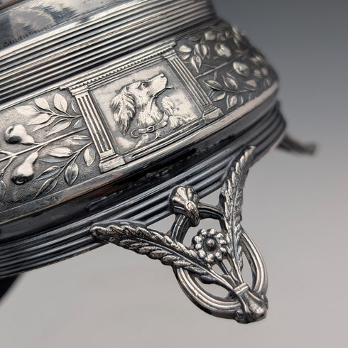 19世紀末 米国アンティーク シルバープレート 懐中時計ホルダー&小物入れ Reed&Barton