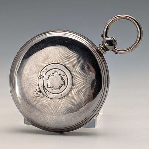 1862年 英国アンティーク 装飾ダイヤル 鍵巻き 懐中時計 直径53mm 動作良好