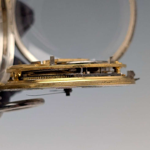 1862年 英国アンティーク 装飾ダイヤル 鍵巻き 懐中時計 直径53mm 動作良好