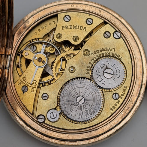 1920年代 英国アンティーク ラッセル 懐中時計 金張りハンターケース 動作良好