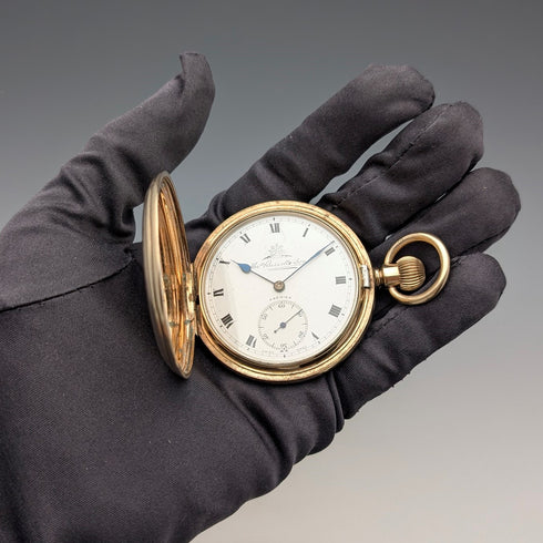 1920年代 英国アンティーク ラッセル 懐中時計 金張りハンターケース 動作良好