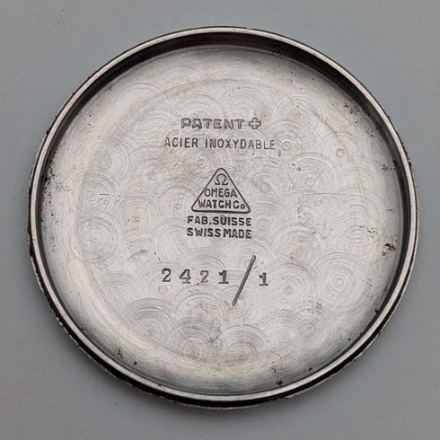 1945年 オメガ 2421/1 紳士用 自動巻き腕時計 Cal28.10RA ブラックダイヤル 35mmステンレスケース 動作良好