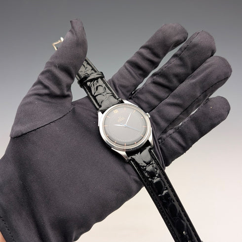 1945 Omega 2421/1 Men's Automatic Watch Cal28.10RA Black Dial 35mm Stainless Steel Case Good Working Condition