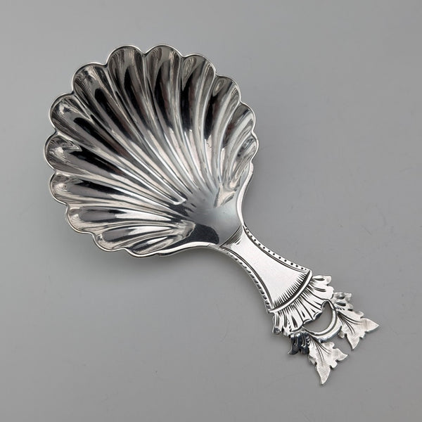 1910 British antique sterling silver tea caddy spoon William Hutton