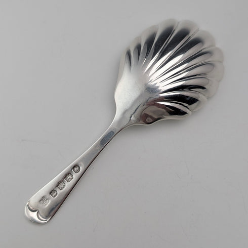 1876 British antique sterling silver tea caddy spoon by Josiah Williams