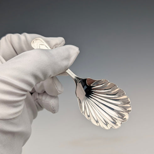 1876 British antique sterling silver tea caddy spoon by Josiah Williams