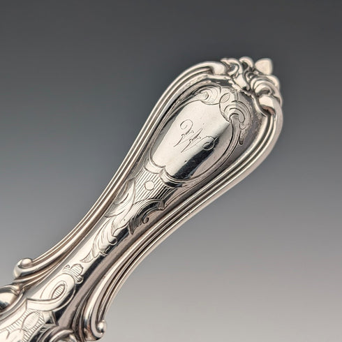 1856 British antique pure silver serving cutlery pair, total weight 174g, Martin Hall