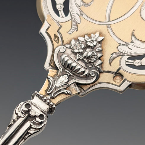 Circa 1900 French antique 950 silver pastry server 109g Eugene Lefebvre with case