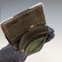 1903 British antique sterling silver decorated small leather wallet with coin purse