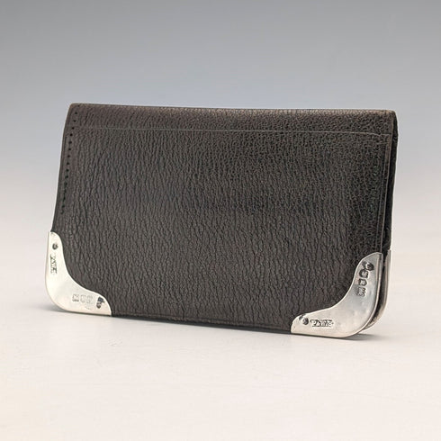 1902 年英國古董純銀裝飾小號皮革皮夾票夾