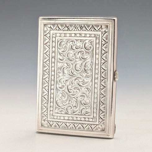 1874年 英国アンティーク 純銀 両開き型カードケース 104g George Unite