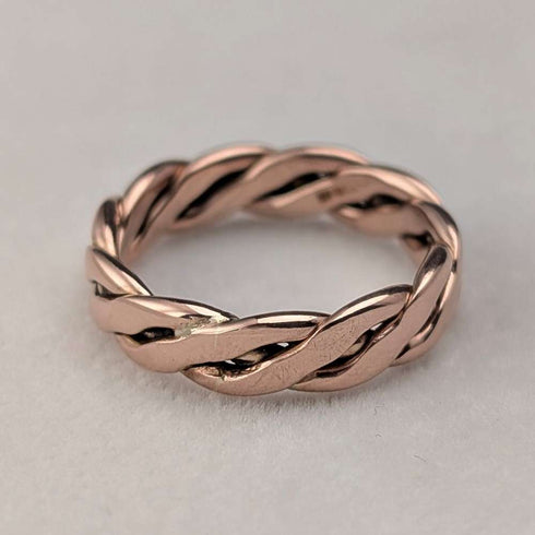 British Vintage Jewelry 9ct Gold Rose Gold Spiral Ring 3g (Size 8-9)