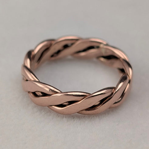 英国ヴィンテージ ジュエリー 9ctゴールドローズゴールド スパイラルリング 3g(8-9号)指輪