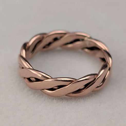 British Vintage Jewelry 9ct Gold Rose Gold Spiral Ring 3g (Size 8-9)