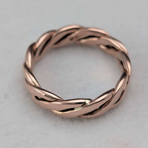 British Vintage Jewelry 9ct Gold Rose Gold Spiral Ring 3g (Size 8-9)