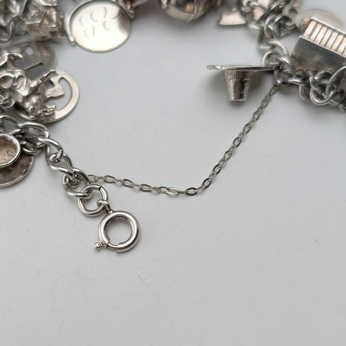 約 1970 年英國復古純銀吊飾手鍊 78 克