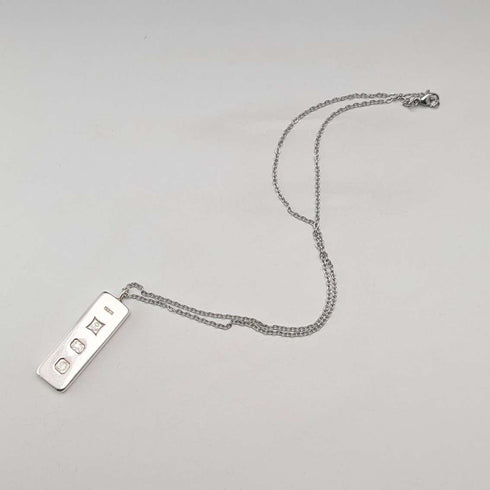 1978 British sterling silver ingot pendant, 16g, with necklace