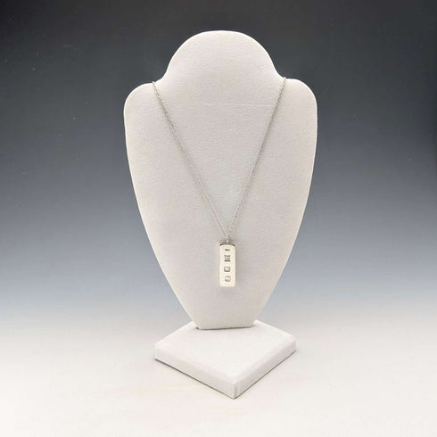1978 British sterling silver ingot pendant, 16g, with necklace
