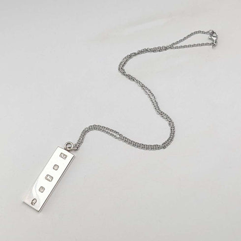 1977 British sterling silver jubilee ingot pendant 17g with necklace