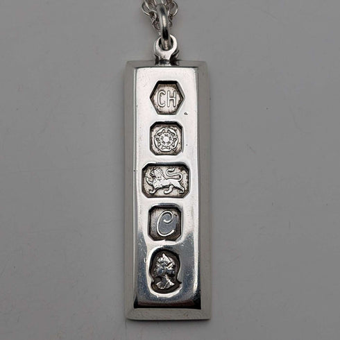1977 British pure silver jubilee ingot pendant 30g with pure silver necklace