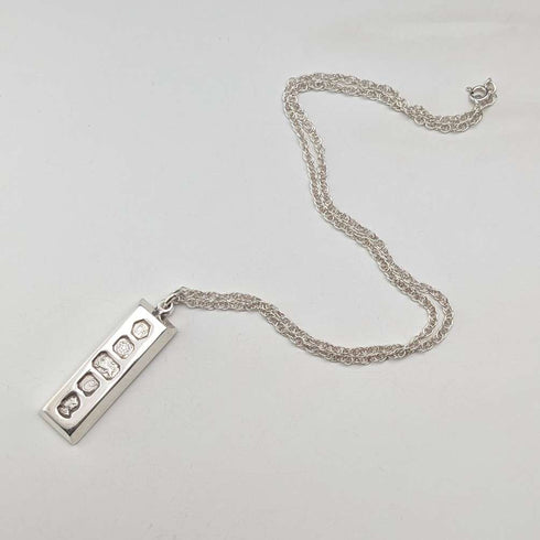 1977 British pure silver jubilee ingot pendant 30g with pure silver necklace