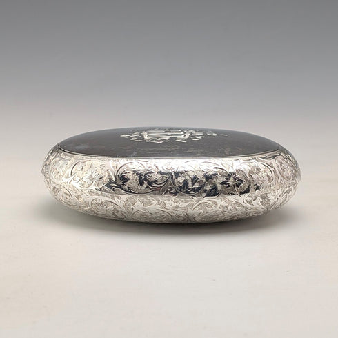 1890年 英国アンティーク 純銀製 オーバルスナッフボックス 90g Howard James