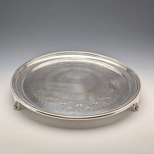 1898年 英国アンティーク シルバープレート製 サルヴァ 直径31cm Elkington