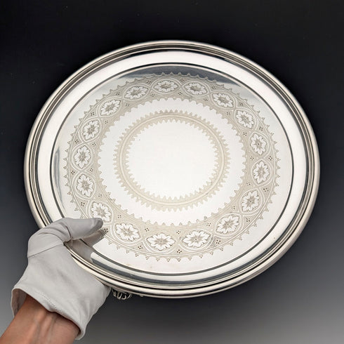 1898年 英国アンティーク シルバープレート製 サルヴァ 直径31cm Elkington