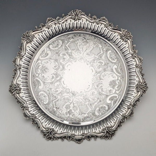 Vintage Canadian silver plate round legless Salva, diameter 37cm