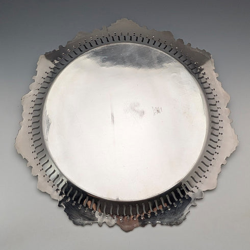 Vintage Canadian silver plate round legless Salva, diameter 37cm