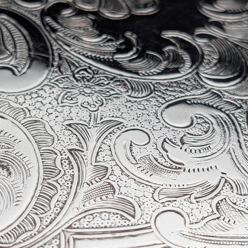 Vintage Canadian silver plate round legless Salva, diameter 37cm