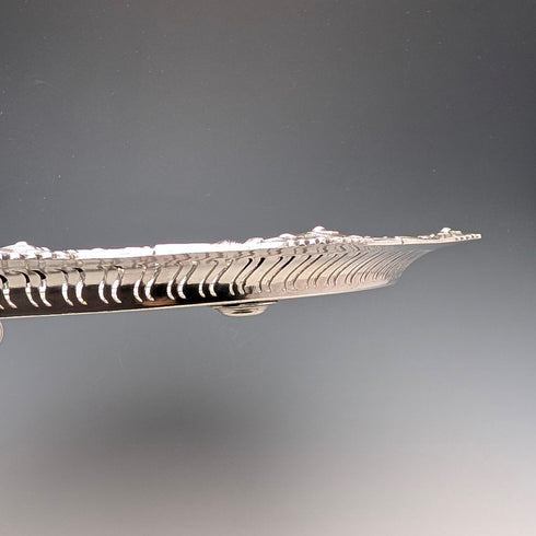 Vintage British silver plated round leg Salva, diameter 36cm