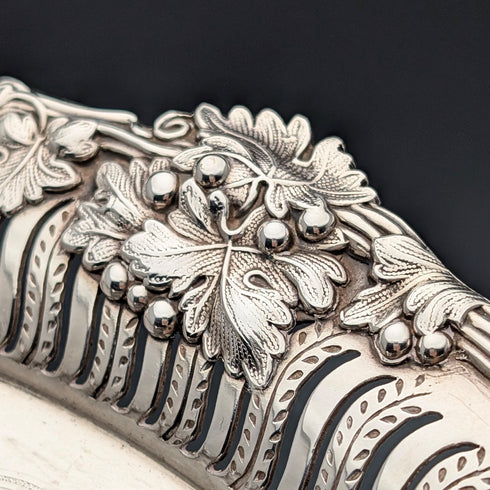 Vintage British silver plated round leg Salva, diameter 36cm