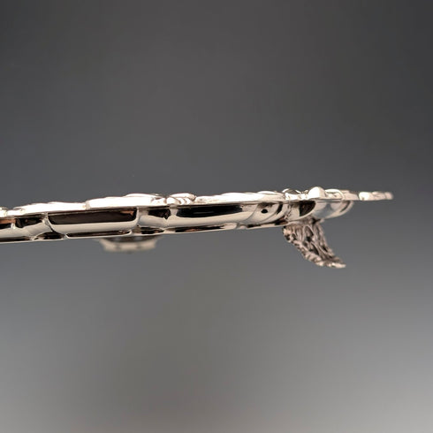 1908 British antique sterling silver salver, diameter 30cm, 624g, William Devenport